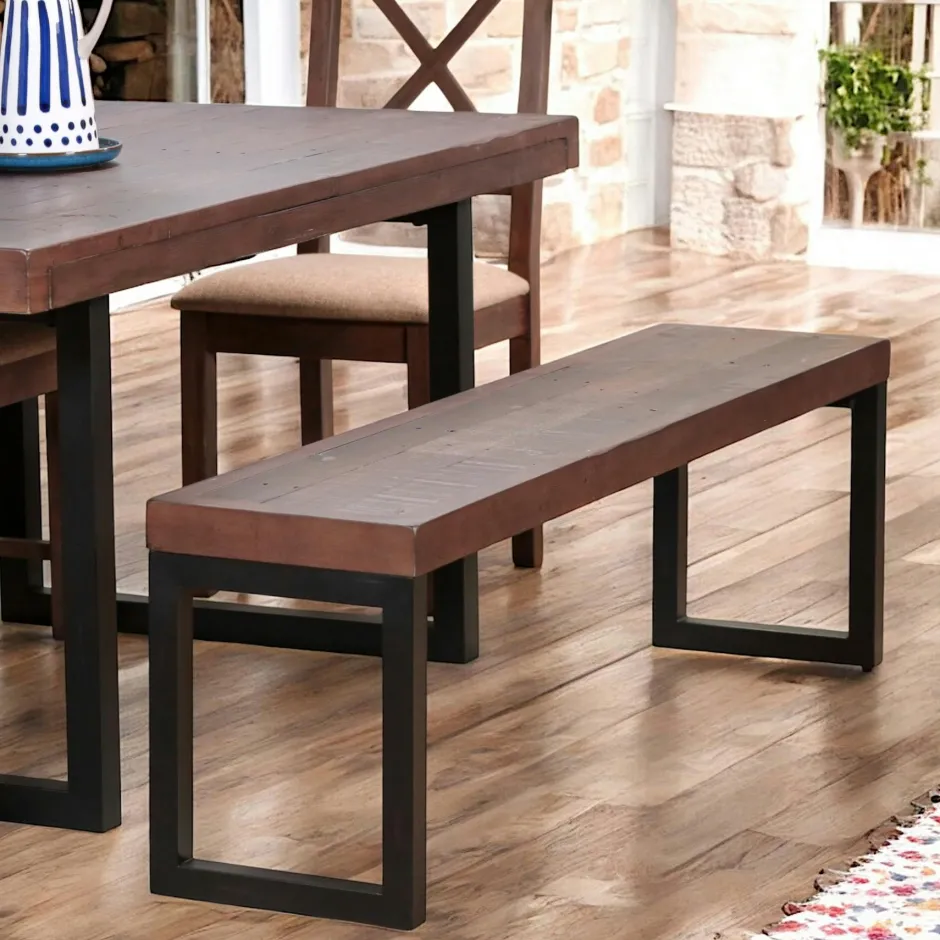 SAMOA Tables À Manger Industrielles|Tables À Manger Rectangulaires|Table à manger extensible bois brun recyclé 160-200 cm