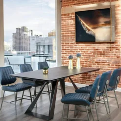 LOMBARDIE Tables À Manger Rectangulaires|Tables À Manger En Céramique|Table à manger extensible en céramique grise 180-280