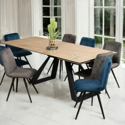 LOMBARDIE Tables À Manger Rectangulaires|Tables À Manger En Céramique|Table à manger extensible en céramique grise 180-280