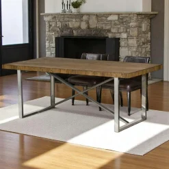 RIVERSIDE Tables À Manger Rectangulaires|Tables À Manger En Chêne|Table à manger moderne chêne acier 240 cm