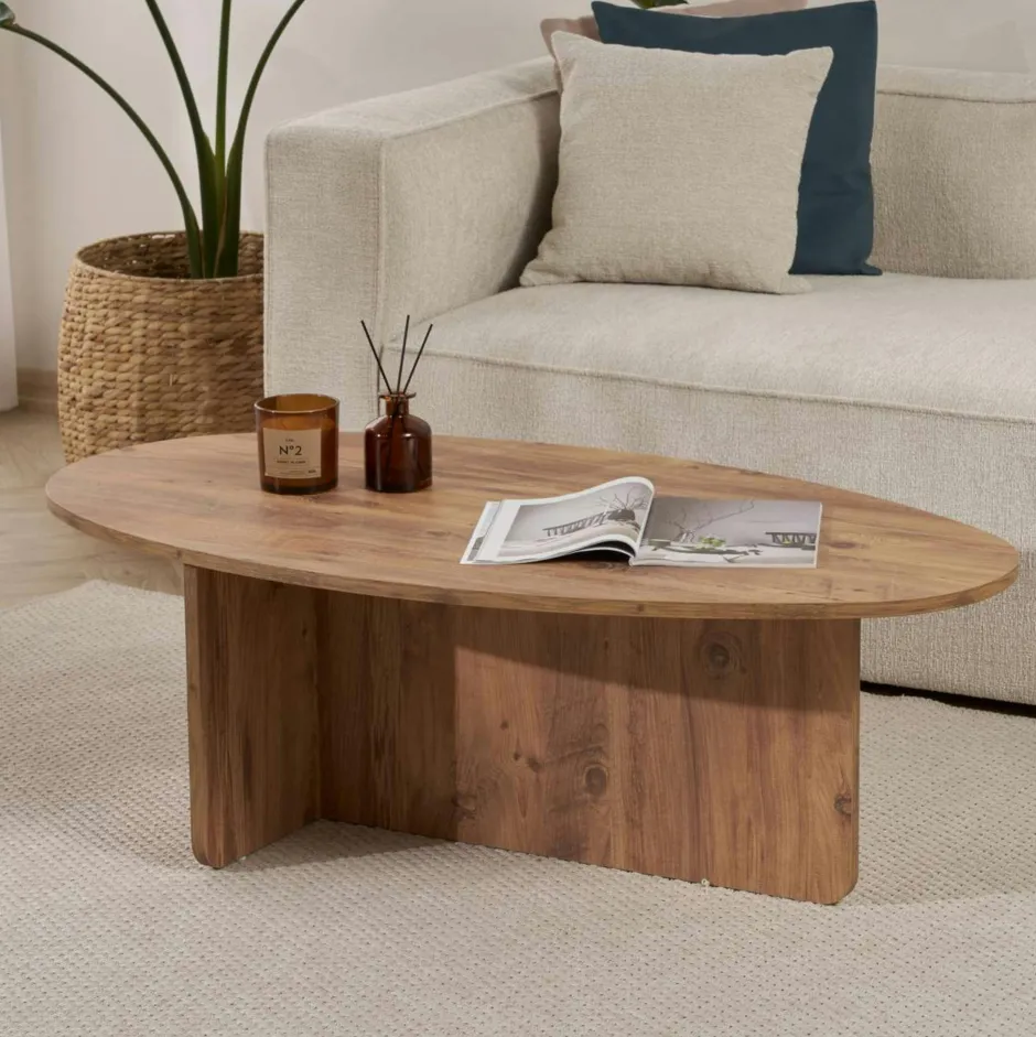 MARFA Tables À Manger En Bois|Table à manger moderne effet travertin pieds en V 180 cm