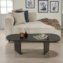 MARFA Tables À Manger En Bois|Table à manger moderne noire effet bois pieds en V 180 cm