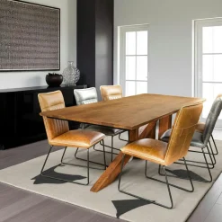 OKA Tables À Manger Rectangulaires|Tables À Manger En Chêne|Table à manger moderne piètement oblique chêne massif 200 cm