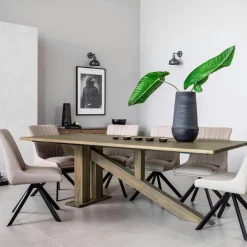 HUDSON Univers Déco·Design Contemporain|Tables À Manger Rectangulaires|Table à manger moderne piètement oblique chêne massif 200 cm