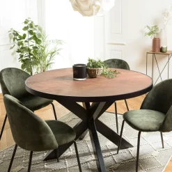 BIHAR Tables À Manger Industrielles|Tables À Manger En Bois|Table à manger ovale bois anthracite effet pierre 220 cm