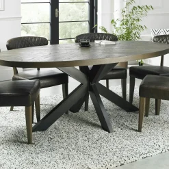 ARLINGTON Tables À Manger En Chêne|Tables À Manger En Bois|Table à manger ovale en marqueterie de chêne 200 cm