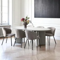 ALBERTA Tables À Manger En Bois|Table à manger ovale sable 220 cm - design minimaliste, pieds obliques