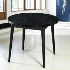 MARFA Tables À Manger Rondes|Tables À Manger En Bois|Table à manger ronde effet bois de noyer clair Ø90 cm