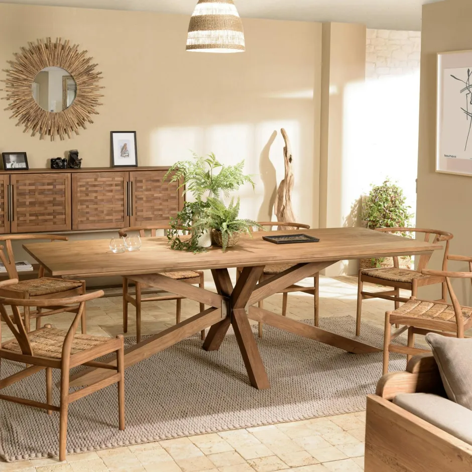 Swing Tables À Manger Rondes|Tables À Manger En Bois|Table à manger ronde teck recyclé D130