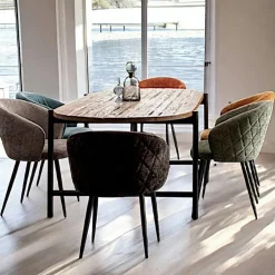 TRANI Tables À Manger Vintage|Tables À Manger En Bois|Table à manger teck recyclé bords arrondis 200 cm