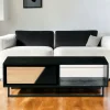 ANINA Tables Basses Design|Tables Basses À Tiroirs|Table basse 1 tiroir 1 niche bois noir et blanc