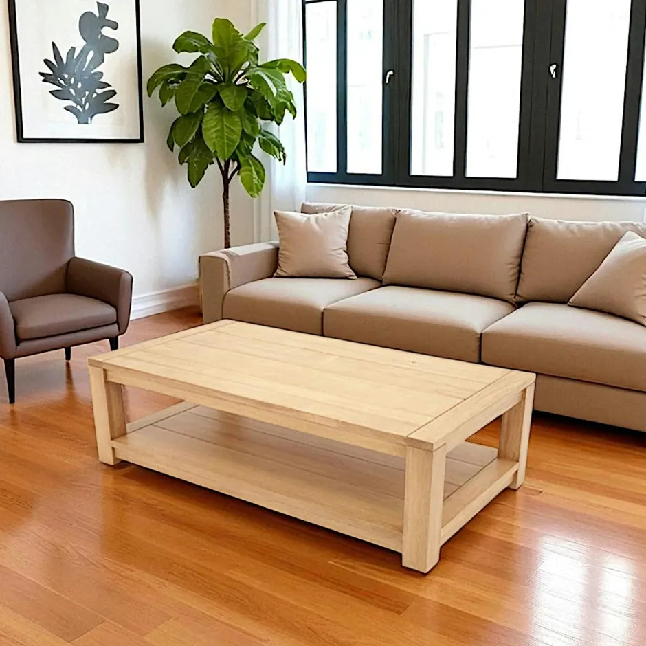 Attan Tables Basses Scandinaves|TABLE BASSE 120x65x35CM double plateau