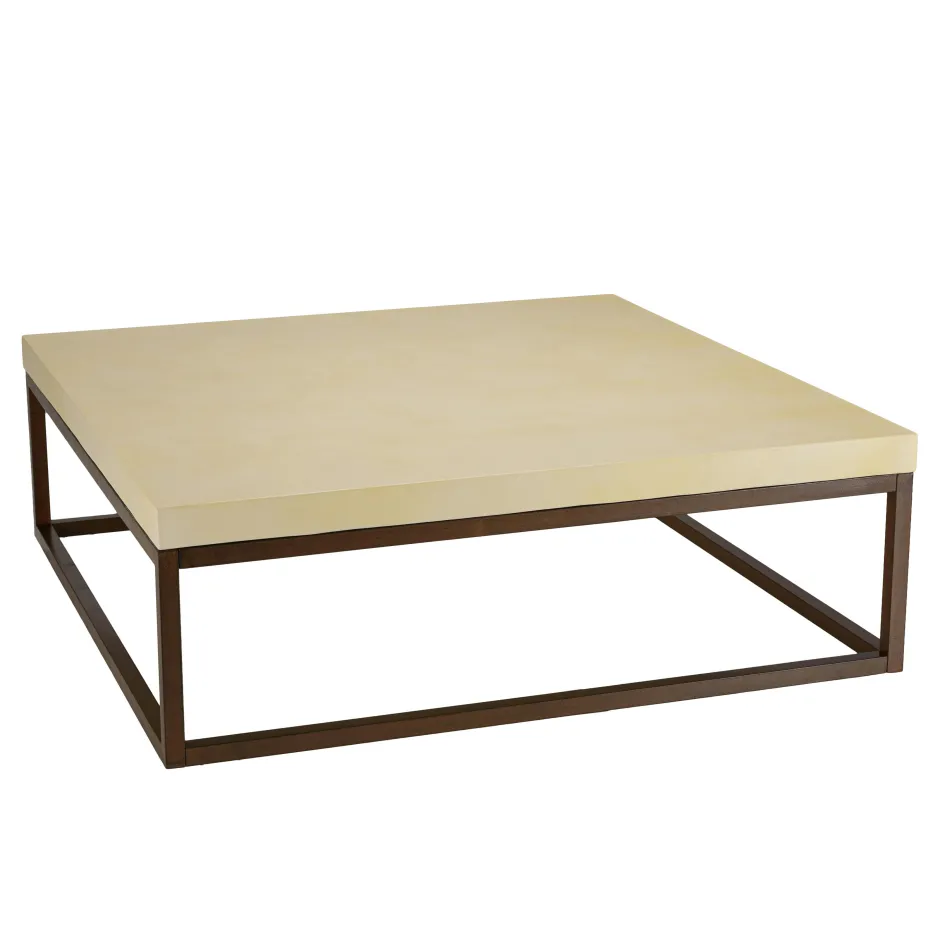 BRASILIA Tables Basses Carrées|Table basse carrée 120 cm métal et béton beige
