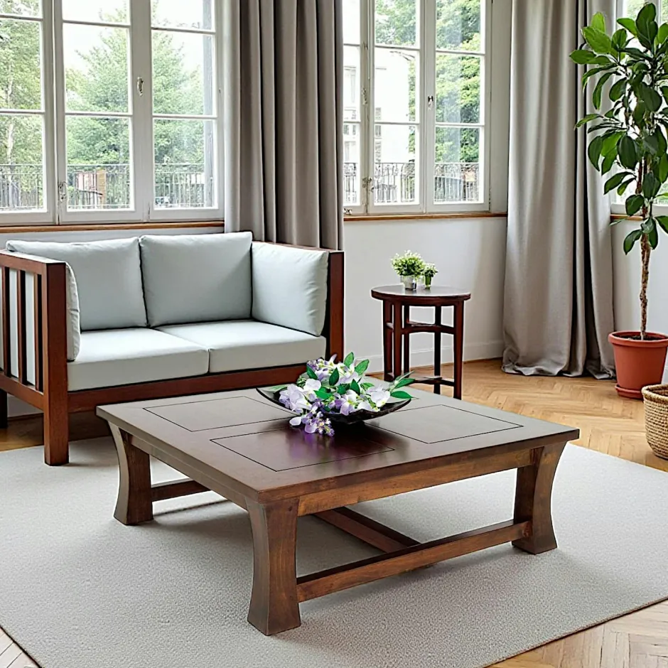 Maori Tables Basses Carrées|Table basse carrée hévéa 85cm