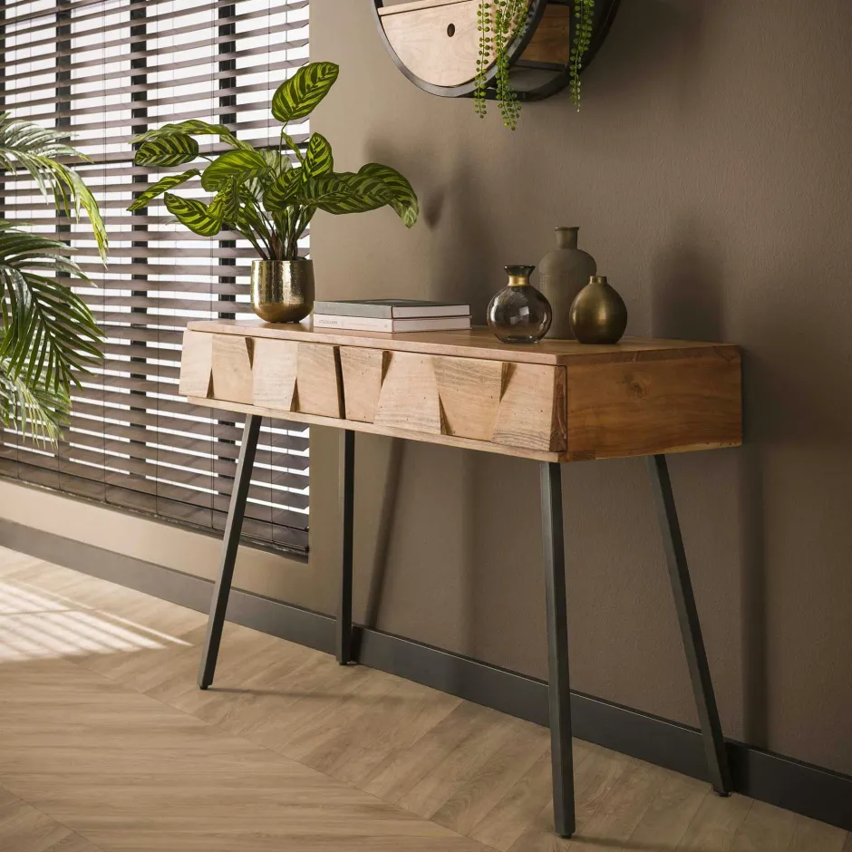 Melbourne Tables Basses Carrées|Table basse carrée motif damier en bois d'acacia