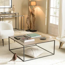 ZALA Tables Basses Design|Tables Basses Carrées|Table basse carrée métal doré 90 cm