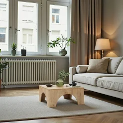 SALTA Tables Basses Carrées|Table basse carrée structure effet bois à arches