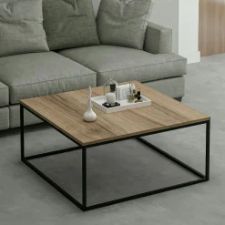 JENA Tables Basses Carrées|Table basse carrée style minimaliste effet noyer