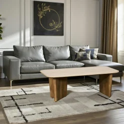 MOON Tables Basses Vintage|Table basse en bois de manguier et travertin