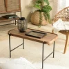 Swing Tables Basses Industrielles|Table basse en teck et métal bords arrondis 85 cm