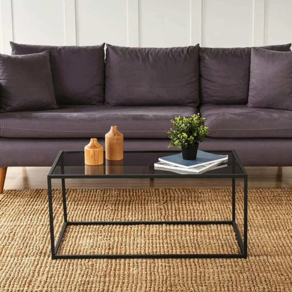 TULUM Tables Basses En Verre|Table basse en verre fumé - forme rectangulaire