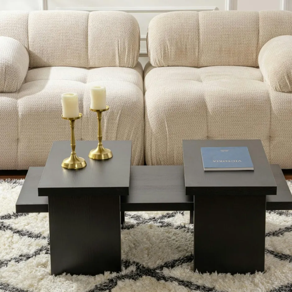 MARFA Tables Basses Gigognes|Table basse gigogne design – effet bois (3 pièces)