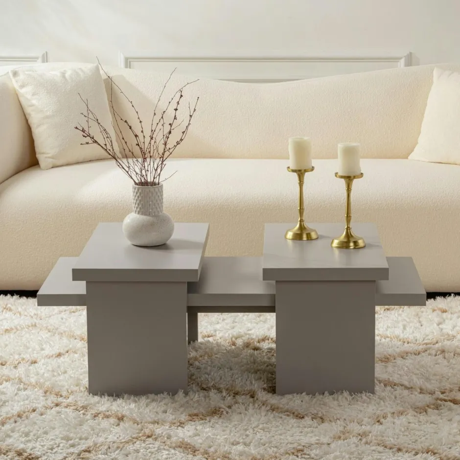 MARFA Tables Basses Gigognes|Table basse gigogne design – effet bois (3 pièces)