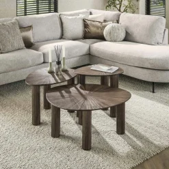 YOGY Tables Basses Design|Tables Basses Gigognes|Table basse gigogne en bois de teck forme organique carrée (lot de 2)