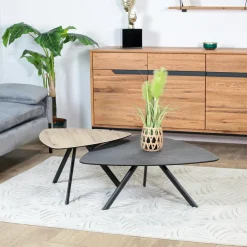 LOMBARDIE Tables Basses Design|Table basse gigogne en céramique forme design (lot de 2 pièces)