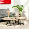 LOMBARDIE Univers Déco·Design Contemporain|Tables Basses Design|Table basse gigogne en céramique effet bois clair (lot de 3 pièces)