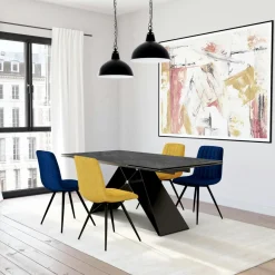 LOMBARDIE Tables Basses Gigognes|Table basse gigogne en céramique finition ardoise et rouille (lot de 2)