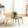 ZALA Tables Basses Gigognes|Table basse gigogne ovale métal noir et doré (lot de 2)
