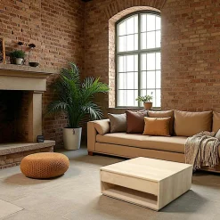 Baltic Tables Basses Carrées|Tables Basses À Tiroirs|Table basse Hévéa 2 tiroirs 90x90x40cm