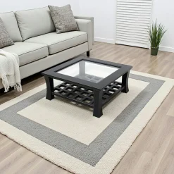 Maori Tables Basses Carrées|Table basse hévéa vitrée 80x80cm