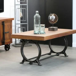 LEEDS Univers Déco·Loft Industriel|Tables Basses Vintage|Table basse industrielle vintage bois recyclé roues
