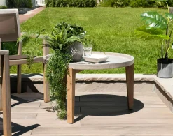 HERCULE Tables Basses De Jardin|Table basse jardin acacia béton forme ronde GM