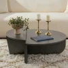 MARFA Tables Basses Rondes|Tables Basses Gigognes|Table basse moderne anthracite effet laque - 2 hauteurs