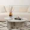 MARFA Tables Basses Rondes|Tables Basses Gigognes|Table basse moderne effet marbre blanc - 2 hauteurs