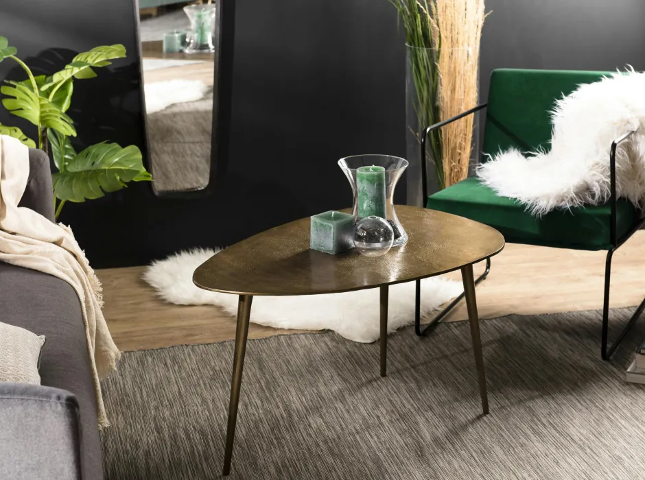 ZALA Tables Basses Design|Table basse moderne forme goutte dorée