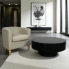LOMBARDIE Tables Basses Rondes|Table basse noire - plateau céramique, bords crantés