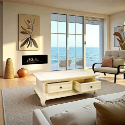 Maori Tables Basses À Tiroirs|Table basse Opium Hévéa 2 tiroirs 120x60x40cm