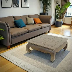 Maori Tables Basses Carrées|Table basse Opium hévéa 83x83cm