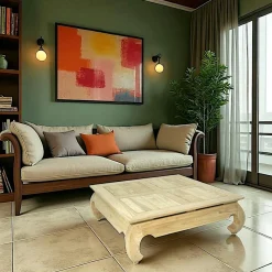 Maori Tables Basses Carrées|Table basse Opium hévéa 100x100x35cm