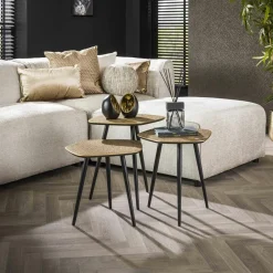 RALF Tables Basses Vintage|Tables Basses Gigognes|Table basse organique finition bronze ancien (lot de 2)