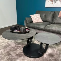 LOMBARDIE Tables D'Appoint Rondes|Sellettes Rondes|Table basse pivotante en céramique bronze