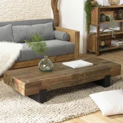 MATT Tables Basses Industrielles|Table basse poutre en bois massif recyclé