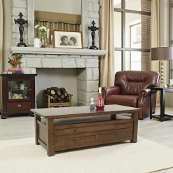 Tradition Tables Basses À Tiroirs|Table basse rectangle 3 tiroirs hévéa 125x58x43cm