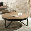 Swing Tables Basses Scandinaves|Tables Basses Rondes|Table basse ronde bois de teck recyclé métal noir grand modèle
