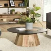CRACOVIE Tables Basses Design|Tables Basses Rondes|Table basse ronde bois recyclé pin