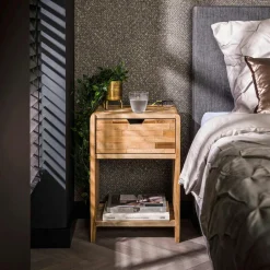 DIKA Tables Basses Rondes|Table basse ronde béton beige pieds bois croisés